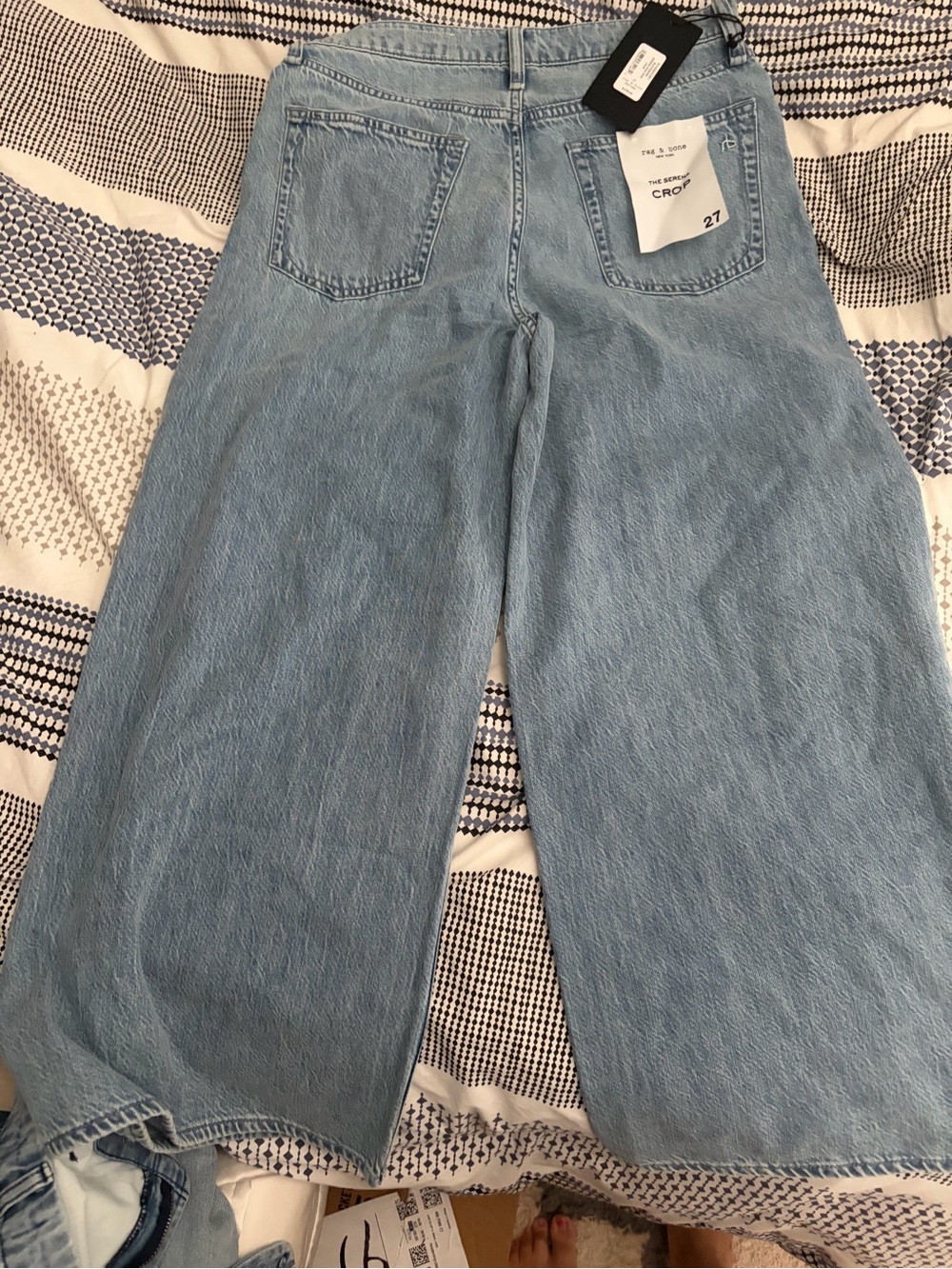 rag & bone Light Blue Wide-Leg Cropped Jeans
